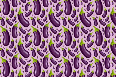 Menekşe rengi patlıcan desenli. Parlak besin düzeni