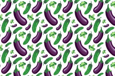 Beyaz üzerine sebze deseni. Parlak besin düzeni