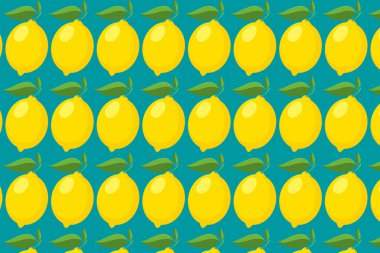 Mavi üzerine limon deseni. Parlak sarı meyve arkaplanı