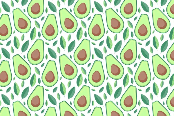 Avocado Patroon Heldere Groene Avocado Met Bladeren Witte Achtergrond — Stockfoto
