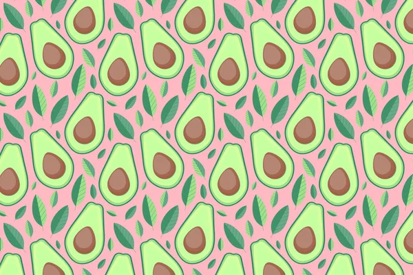 Avocado Patroon Heldere Groene Avocado Met Bladeren Roze Achtergrond — Stockfoto