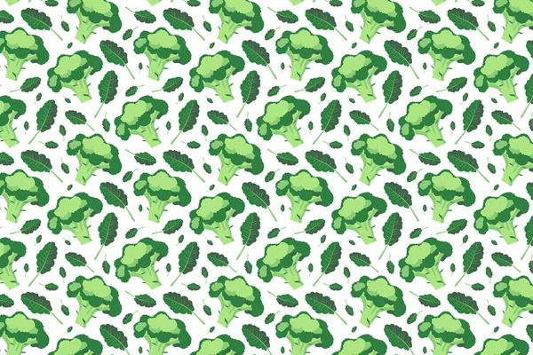 Brócolos Padrão Folha Padrão Comida Verde Brilhante Branco — Fotografia de Stock
