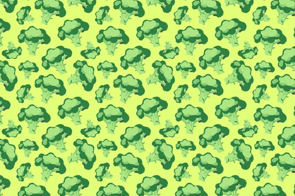 Broccoli Pattern Bright Green Food Pattern Yellow — Stock Photo, Image