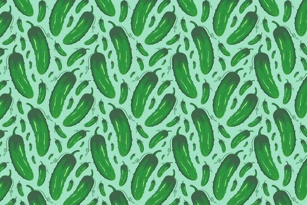 Komkommerpatroon Groen Helder Voedselpatroon — Stockfoto