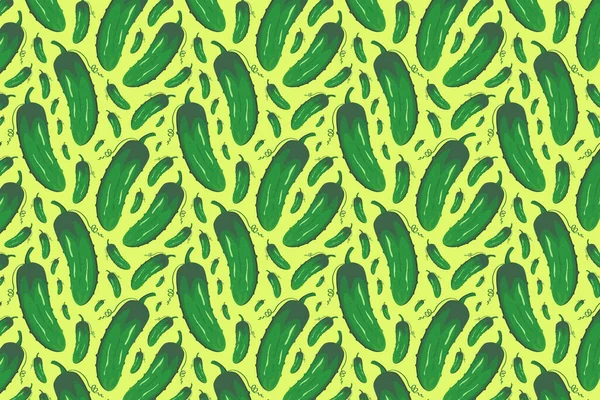 Cucumber Pattern Yellow Bright Food Pattern — Stock Photo, Image