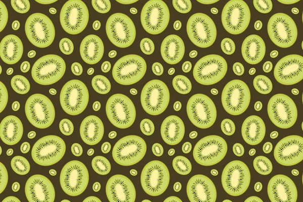 Kiwi Pattern Brown Background Green Fruit Background — Stock Photo, Image