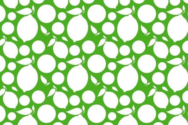 White Lemon Shape Fruit Pattern Green Background — Stock Photo, Image