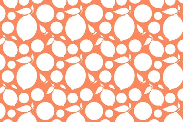 White Lemon Shape Fruit Pattern Orange Background — Stock Photo, Image