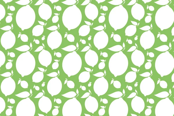 White Lemon Shape Fruit Pattern Green Background — Stock Photo, Image