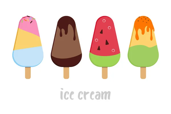 Sweet Ice Cream Isolated White Background Ice Cream Set — Stock Photo, Image