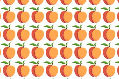 Beyaz bir arka planda nektarin deseni. Parlak meyve arkaplanı