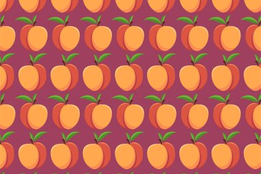 Menekşe arkaplanda nektarin deseni var. Parlak meyve arkaplanı