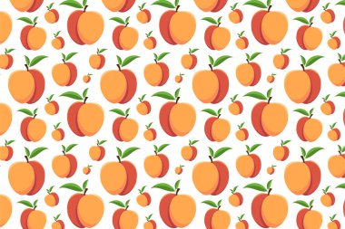 Beyaz bir arka planda nektarin deseni. Parlak meyve arkaplanı
