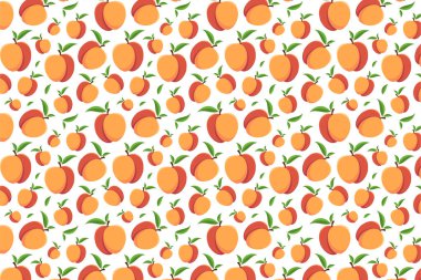 Beyaz bir arka planda nektarin deseni. Parlak meyve arkaplanı