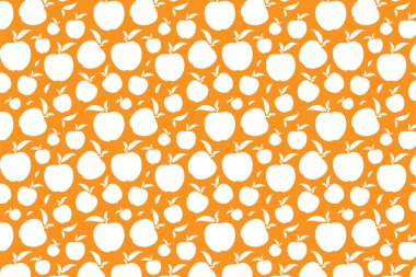 Beyaz elma şeklinde. Turuncu arka planda meyve şekli