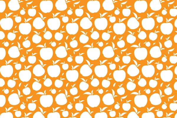 Witte Appel Vorm Vruchtenpatroon Een Oranje Achtergrond — Stockfoto