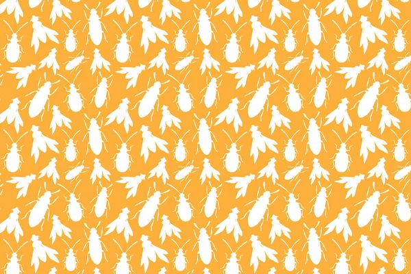 Tvar Bílého Brouka Bílý Hmyz Obrazce Vzor Oranžovém Pozadí — Stock fotografie