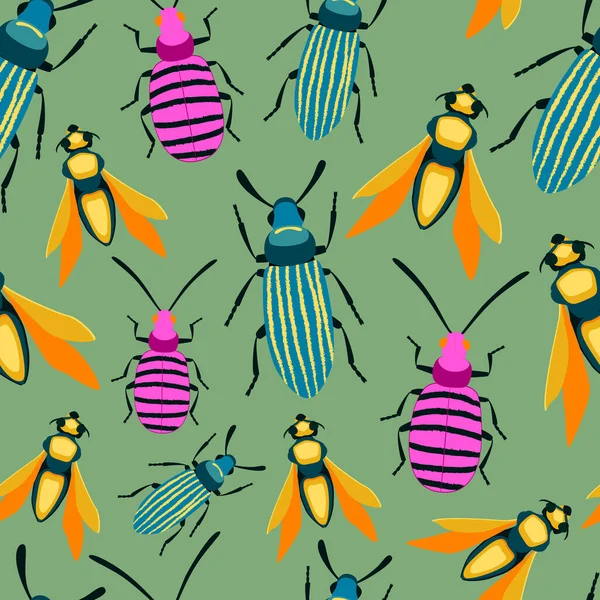 Bug Bunten Nahtlosen Muster Insekten Sommer Hintergrund — Stockfoto