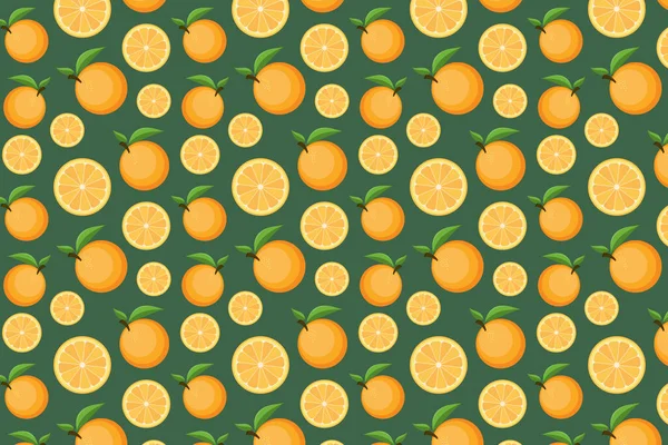 Patrón Fruta Sobre Fondo Verde Fondo Fruta Naranja Brillante — Foto de Stock