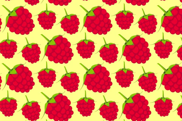 Raspberry pattern on yellow. Bright fruit background