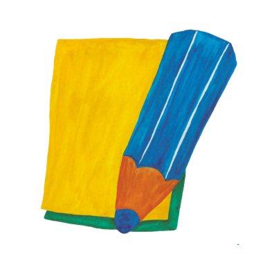 Beyaz arkaplanda izole edilmiş kalemle suluboya notlar