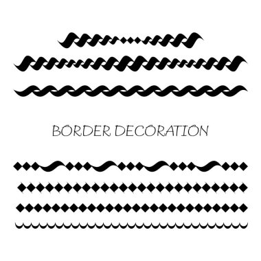 Sınır dekorasyonu seti. Siyah dekoratif vektör kümesi