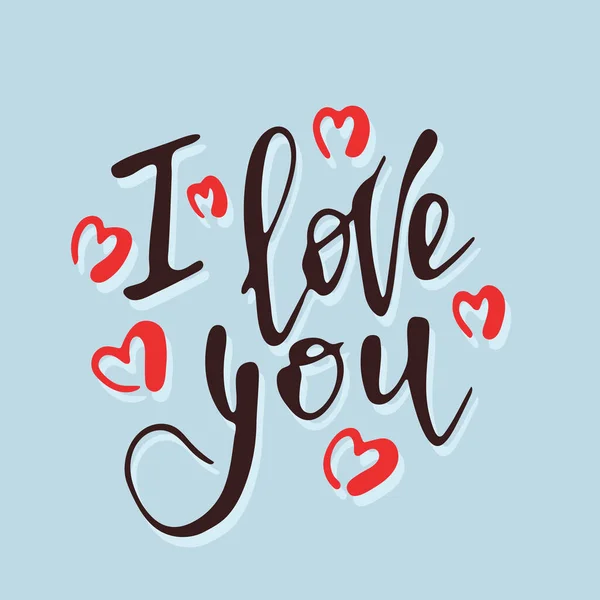 Kézzel Rajzolt Betűkkel Szeretlek Vörös Szívvel — Stock Vector