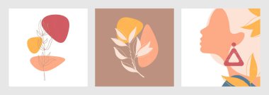 Vektör sonbahar kartı seti. Soyut desen.