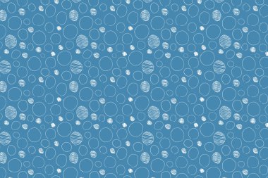 Mavi arka plan. El çizimi beyaz nokta deseni