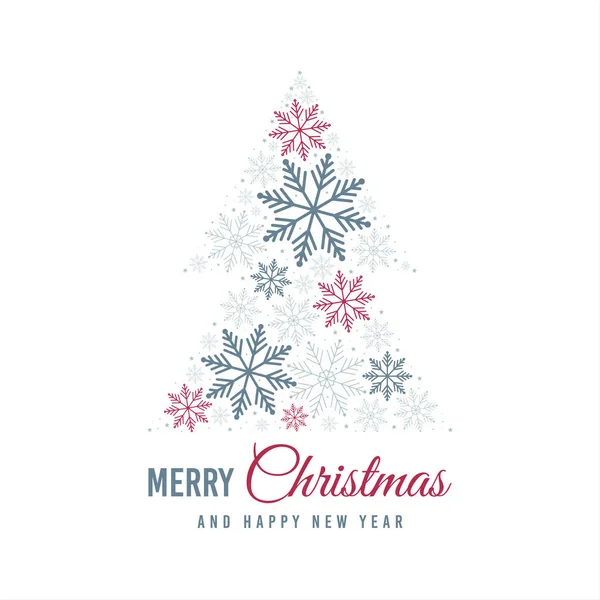 Karácsonyi Üdvözlőlap Hópelyhekkel Kék Piros Hópelyhek Fehér Háttér — Stock Fotó