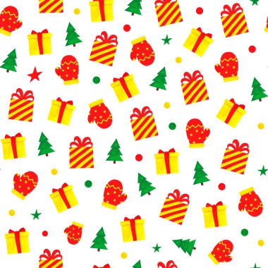 Noel hediye kutularıyla kusursuz desen. Neşeli Noel arkaplanı