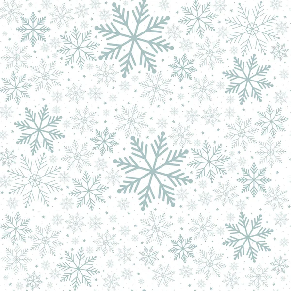 Зимовий Фон Блакитні Сніжинки Білому Тлі Безшовний Візерунок — стоковий вектор