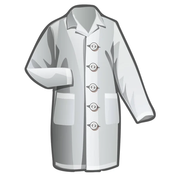 White hospital gown with buttons. Special clothing for medical staff in cartoon style. Vector illustration isolated — Stock Vector