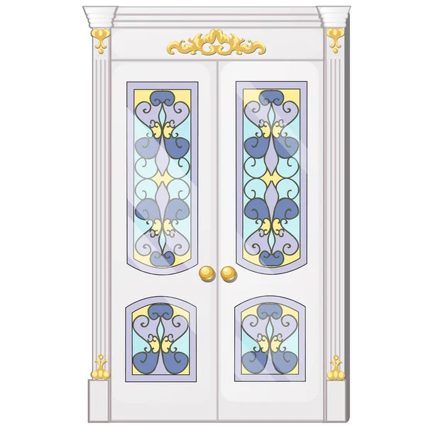 Ușa de intrare cu ornamentație rafinată. Ilustrație vectorială . — Vector de stoc