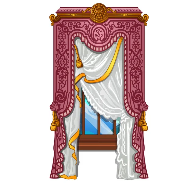 La cortina adornada en el interior. Ilustración vectorial . — Vector de stock