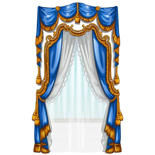 The ornate curtain in the interior. Vector illustration. — Stock Vector