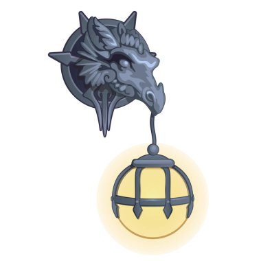 Beyaz arka plan üzerinde izole dekoratif metal duvar lambası. Vektör karikatür yakın çekim Şekil.