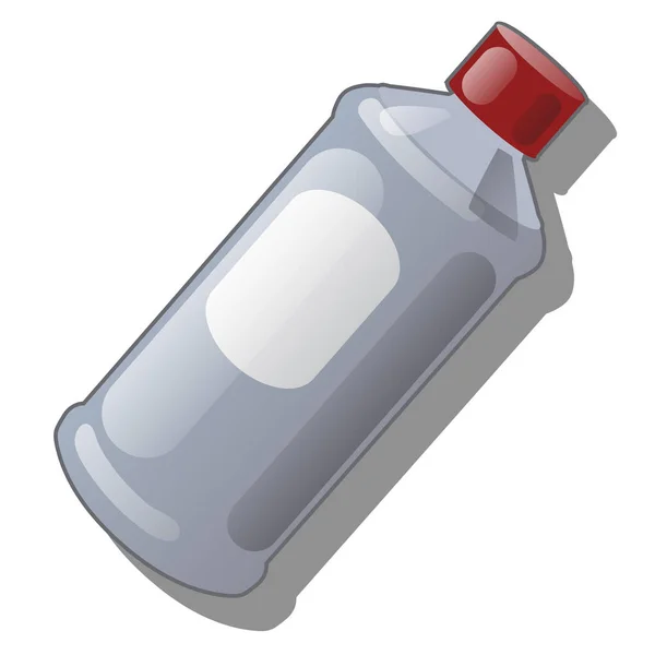 Botella de plástico gris con tapa roja aislada sobre fondo blanco. Ilustración vectorial . — Vector de stock