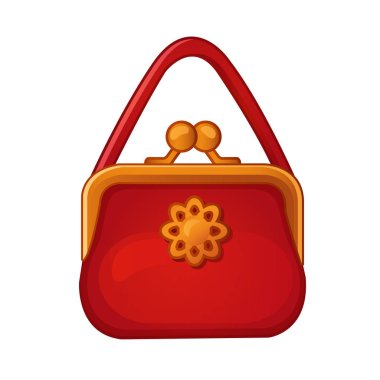 Kırmızı Bayan çanta beyaz bir arka plan üzerinde izole toka ile. Vektör çizim.