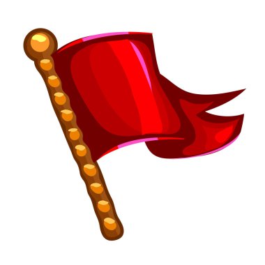 Kırmızı bayrak beyaz arkaplanda izole edildi. Vektör illüstrasyonu.