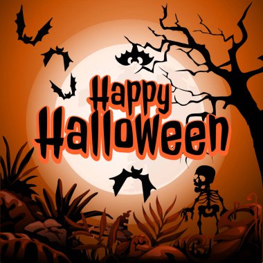 Cadılar Bayramı tatil teması üzerine bir poster. Vektör çizim.