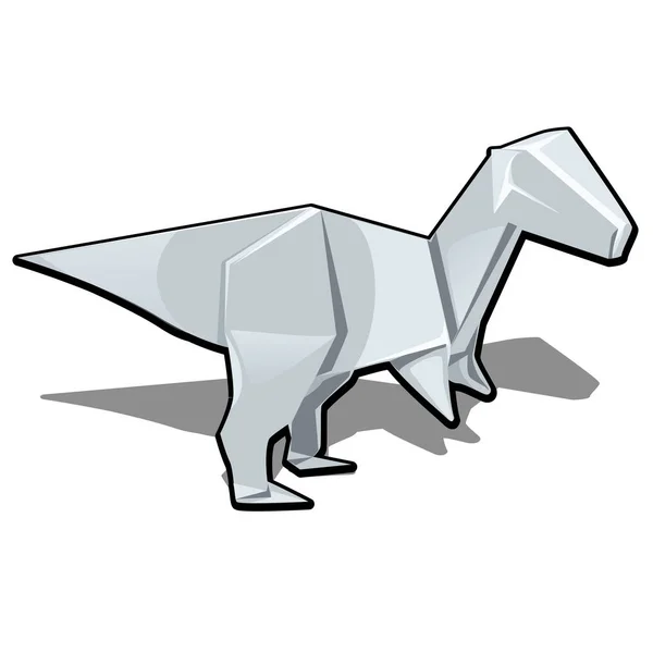 Figure of a dinosaur in origami style isolated on white background. Vector cartoon close-up illustration. — Stock Vector