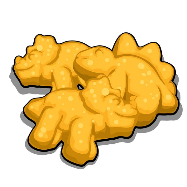 Biscoitos em forma de dinossauros isolados em fundo branco. Desenhos animados ilustração vector close-up . —  Vetores de Stock