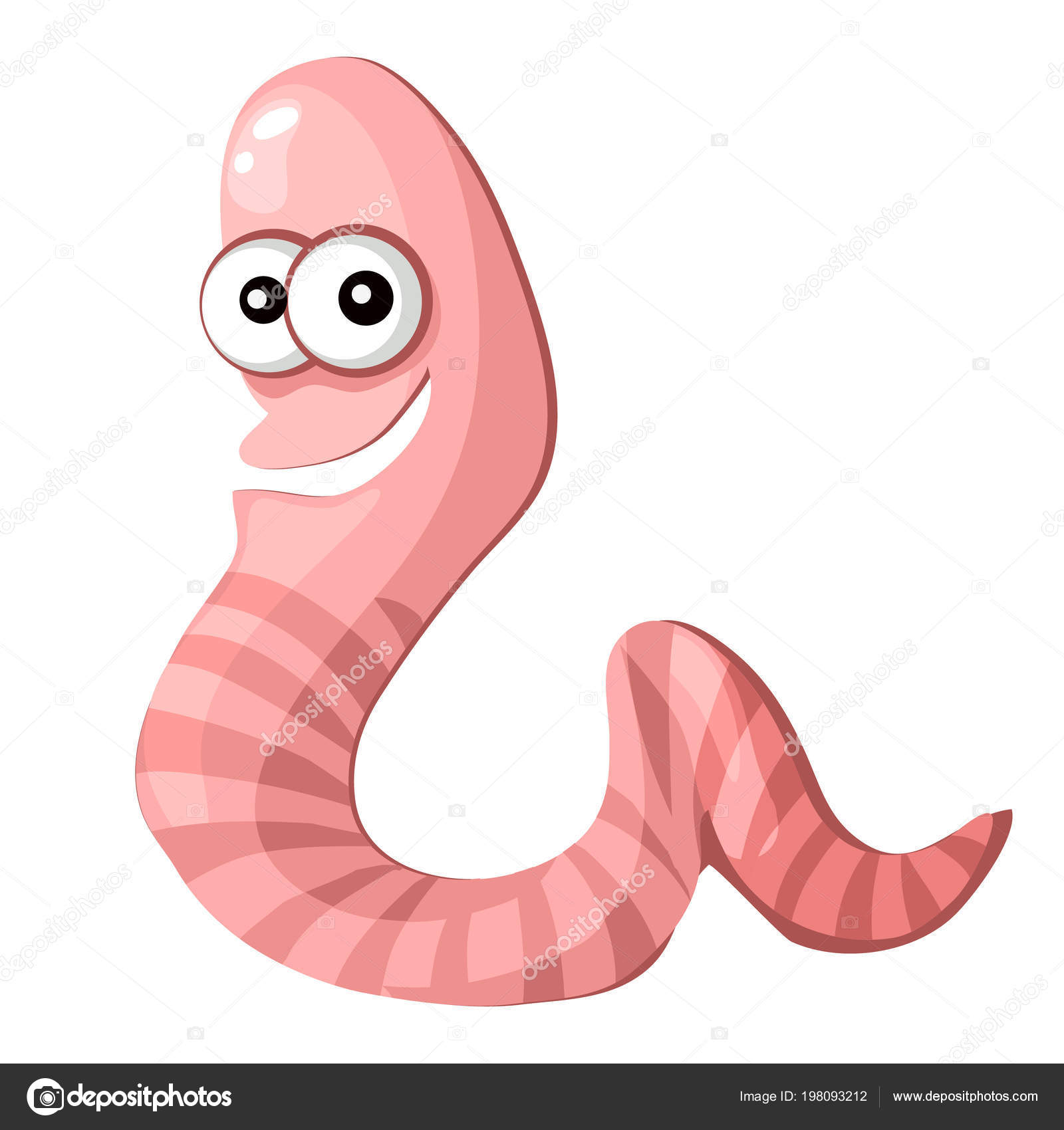 Fun cartoon earthworm isolated on a white background. Vector