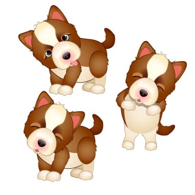 Beyaz arka plan üzerinde izole şirin köpek yavrusu. Evcil hayvan. Vektör karikatür yakın çekim Şekil.