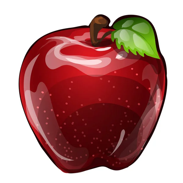 赤いリンゴのジューシーな白い背景に分離されました。健康的な食事の要素。ベクトル漫画のクローズ アップ画像. — ストックベクタ