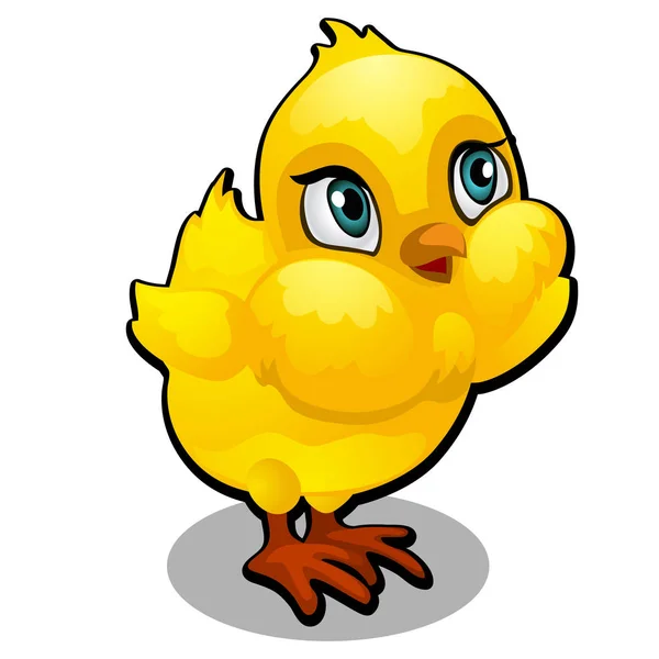 Schattige gele cartoon chick geïsoleerd op een witte achtergrond. Vectorillustratie cartoon close-up. — Stockvector