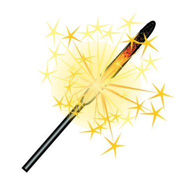 Beyaz arka plan üzerinde izole maytap yakmak. Kroki için tebrik kartı, yeni yıl eğlencesi daveti, Festival posteri, diğer kartlar. Vektör karikatür yakın çekim Şekil.