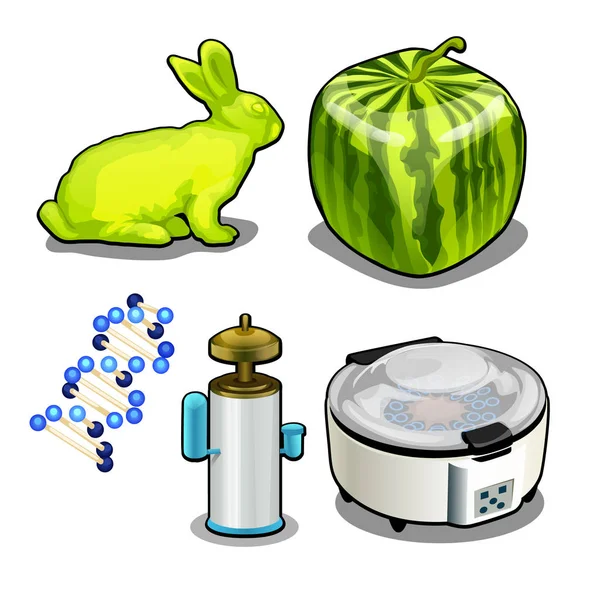 De set items op het onderwerp van genetische laboratorium geïsoleerd op een witte achtergrond. Vectorillustratie cartoon close-up. — Stockvector