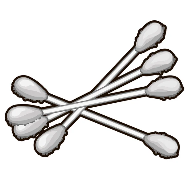 सफेद पृष्ठभूमि पर अलग कपास swabs का एक सेट। वेक्टर कार्टून क्लोज-अप चित्रण . — स्टॉक वेक्टर